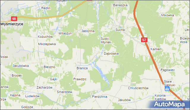mapa Stawiszyn gmina Białobrzegi, Stawiszyn gmina Białobrzegi na mapie Targeo