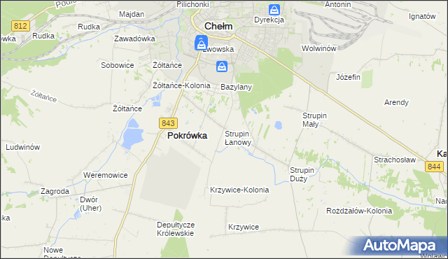 mapa Strupin Łanowy, Strupin Łanowy na mapie Targeo