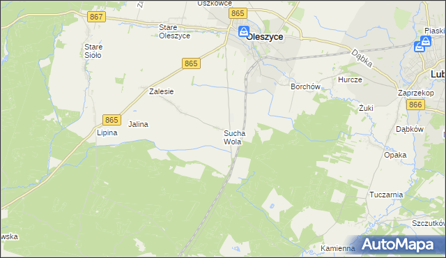 mapa Sucha Wola, Sucha Wola na mapie Targeo