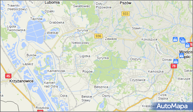 mapa Syrynka, Syrynka na mapie Targeo