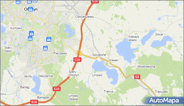 mapa Szczęsne gmina Purda, Szczęsne gmina Purda na mapie Targeo