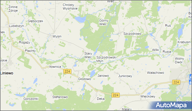 mapa Szczodrowski Młyn, Szczodrowski Młyn na mapie Targeo