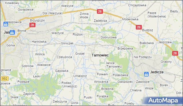 mapa Tarnowiec powiat jasielski, Tarnowiec powiat jasielski na mapie Targeo