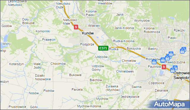 mapa Udziców, Udziców na mapie Targeo