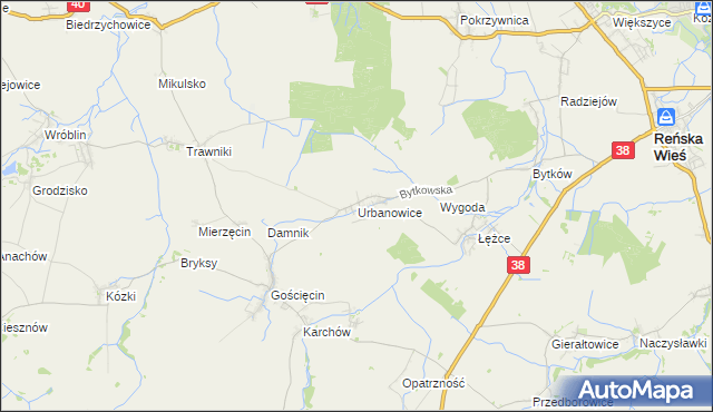 mapa Urbanowice, Urbanowice na mapie Targeo