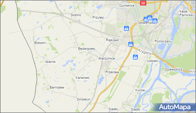 mapa Warzymice, Warzymice na mapie Targeo