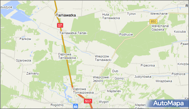 mapa Wieprzów Tarnawacki, Wieprzów Tarnawacki na mapie Targeo