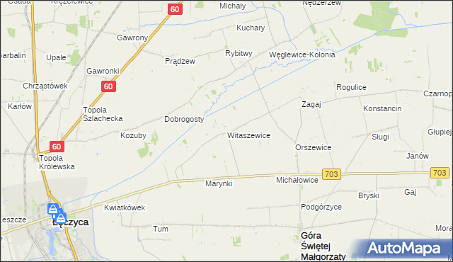 mapa Witaszewice, Witaszewice na mapie Targeo