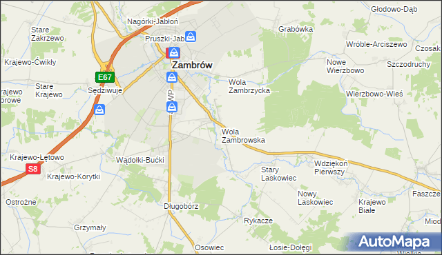 mapa Wola Zambrowska, Wola Zambrowska na mapie Targeo