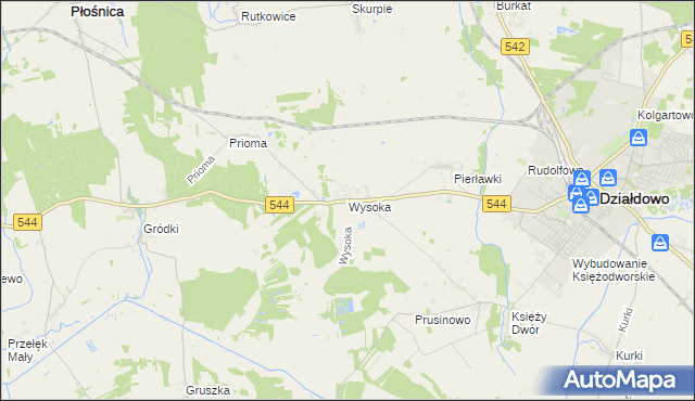 mapa Wysoka gmina Działdowo, Wysoka gmina Działdowo na mapie Targeo