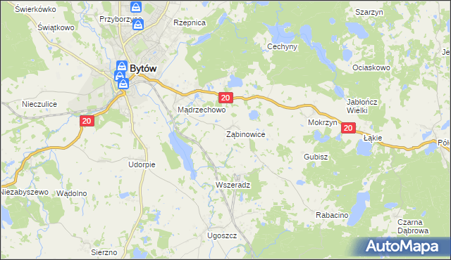 mapa Ząbinowice, Ząbinowice na mapie Targeo