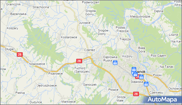 mapa Zabłotce gmina Sanok, Zabłotce gmina Sanok na mapie Targeo