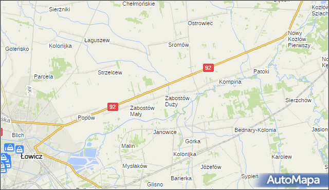 mapa Zabostów Duży, Zabostów Duży na mapie Targeo