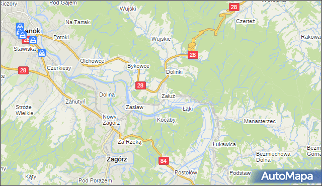 mapa Załuż, Załuż na mapie Targeo