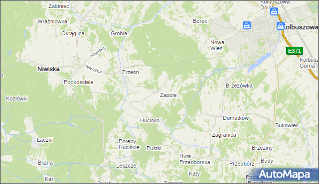 mapa Zapole gmina Niwiska, Zapole gmina Niwiska na mapie Targeo