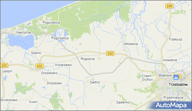 mapa Zapolice gmina Trzebiatów, Zapolice gmina Trzebiatów na mapie Targeo