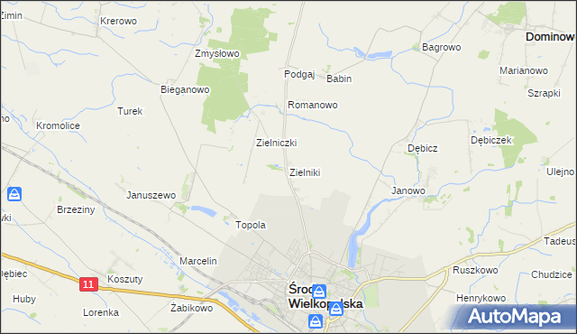 mapa Zielniki, Zielniki na mapie Targeo
