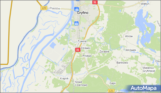 mapa Żórawki, Żórawki na mapie Targeo