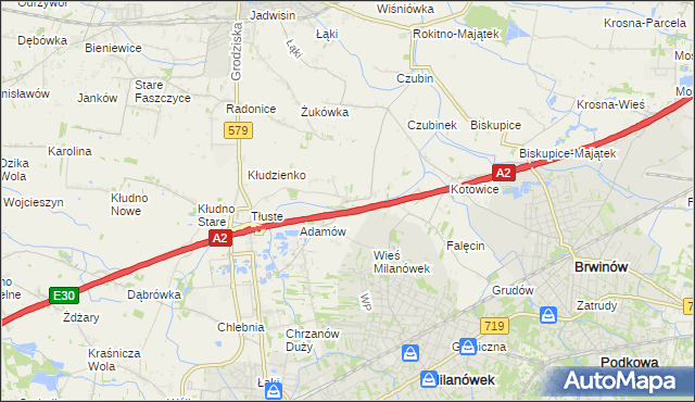 mapa Żuków gmina Grodzisk Mazowiecki, Żuków gmina Grodzisk Mazowiecki na mapie Targeo