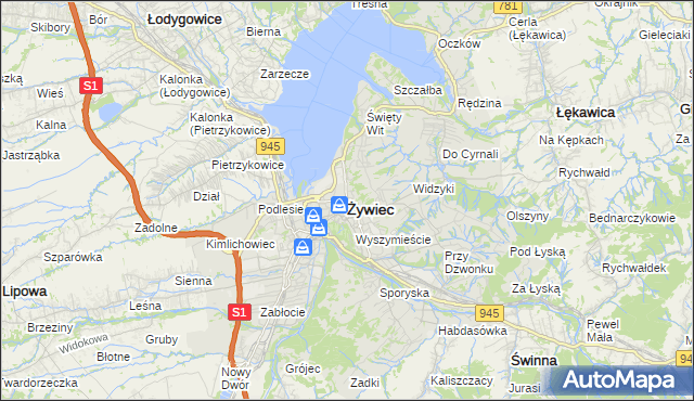 mapa Żywiec, Żywiec na mapie Targeo