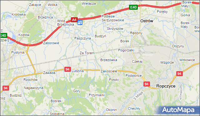 mapa Brzezówka gmina Ropczyce, Brzezówka gmina Ropczyce na mapie Targeo