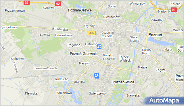 mapa Łazarz gmina Poznań, Łazarz gmina Poznań na mapie Targeo