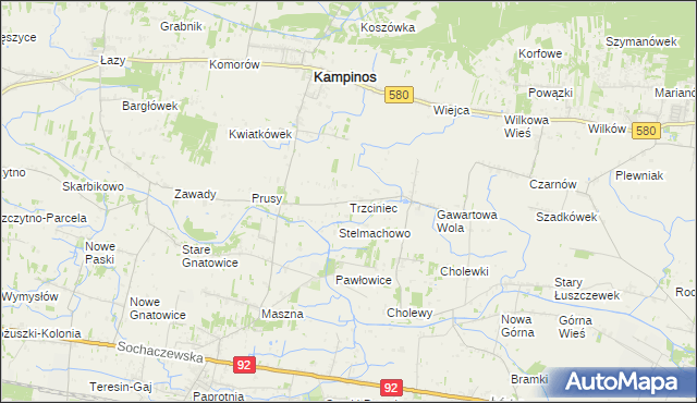 mapa Trzciniec gmina Leszno, Trzciniec gmina Leszno na mapie Targeo