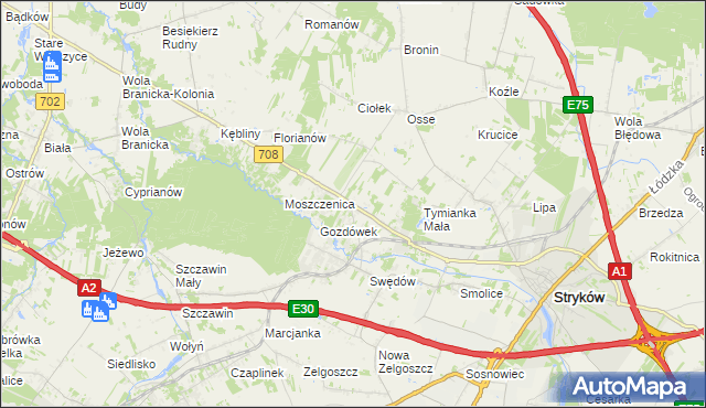 mapa Anielin Swędowski, Anielin Swędowski na mapie Targeo