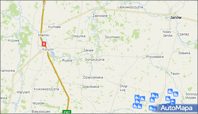 mapa Aulakowszczyzna, Aulakowszczyzna na mapie Targeo