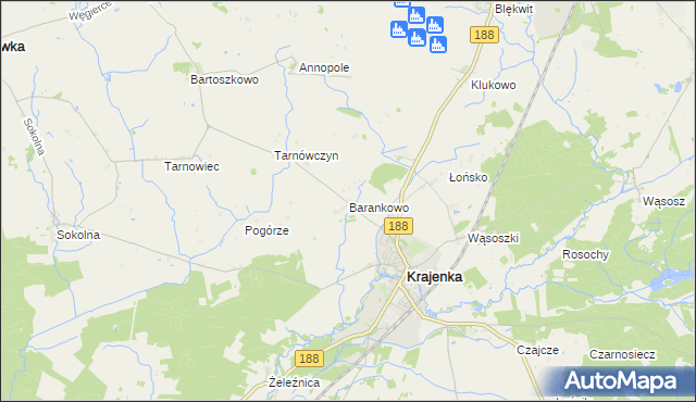mapa Barankowo, Barankowo na mapie Targeo