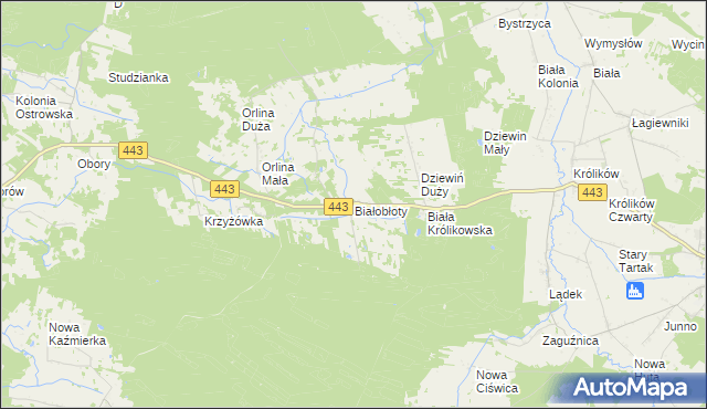 mapa Białobłoty gmina Gizałki, Białobłoty gmina Gizałki na mapie Targeo