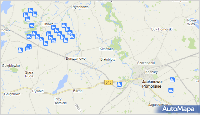 mapa Białobłoty gmina Świecie nad Osą, Białobłoty gmina Świecie nad Osą na mapie Targeo