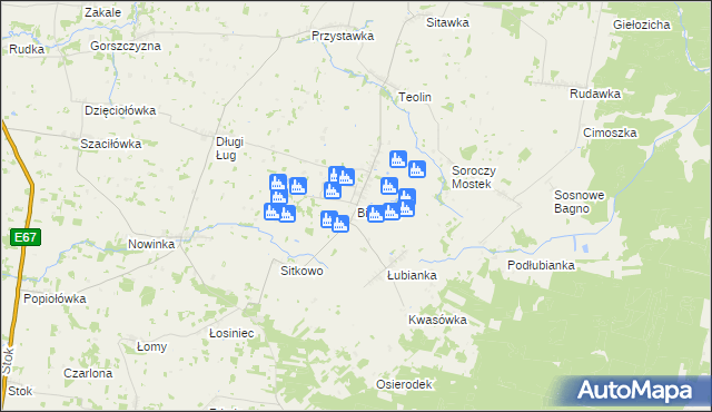mapa Białousy, Białousy na mapie Targeo