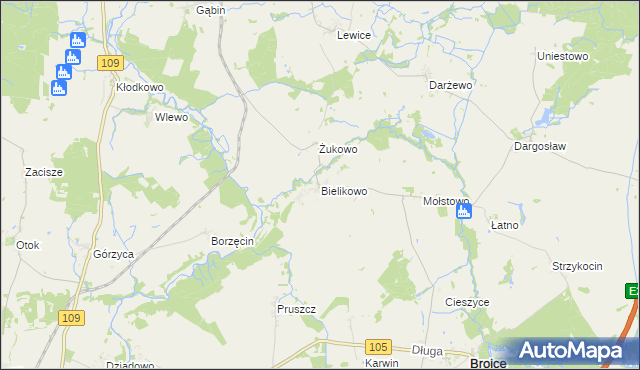 mapa Bielikowo, Bielikowo na mapie Targeo