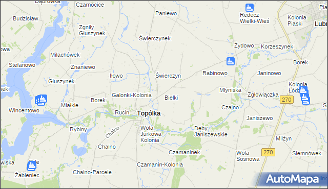 mapa Bielki, Bielki na mapie Targeo