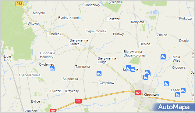 mapa Bierzwienna Długa, Bierzwienna Długa na mapie Targeo