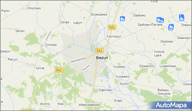 mapa Bieżuń, Bieżuń na mapie Targeo