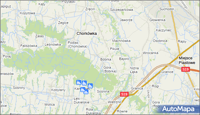 mapa Bóbrka gmina Chorkówka, Bóbrka gmina Chorkówka na mapie Targeo