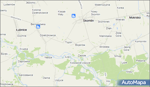 mapa Bojanów gmina Skomlin, Bojanów gmina Skomlin na mapie Targeo