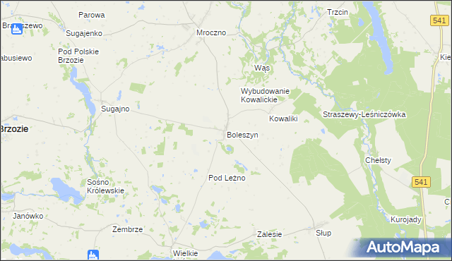 mapa Boleszyn gmina Grodziczno, Boleszyn gmina Grodziczno na mapie Targeo