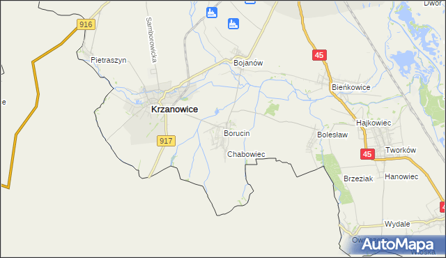 mapa Borucin gmina Krzanowice, Borucin gmina Krzanowice na mapie Targeo