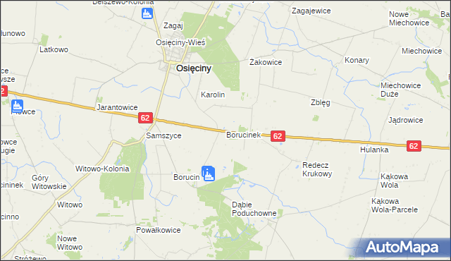 mapa Borucinek, Borucinek na mapie Targeo