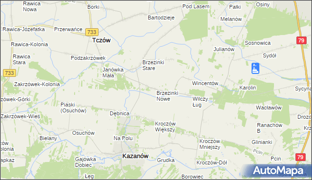 mapa Brzezinki Nowe, Brzezinki Nowe na mapie Targeo