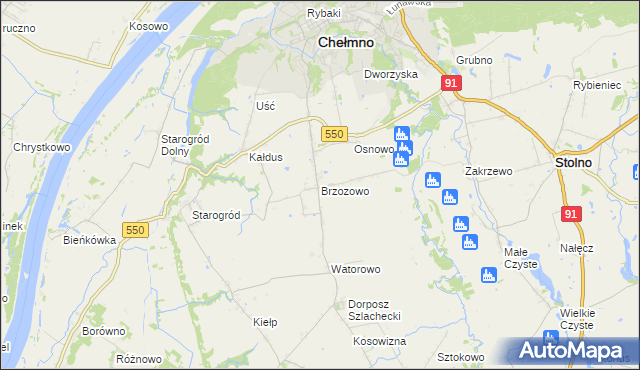 mapa Brzozowo gmina Kijewo Królewskie, Brzozowo gmina Kijewo Królewskie na mapie Targeo