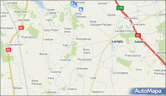mapa Budy Stare gmina Łanięta, Budy Stare gmina Łanięta na mapie Targeo