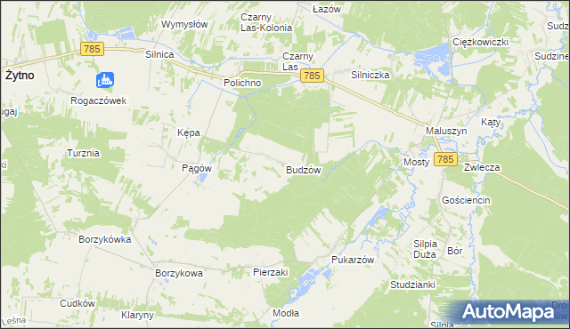 mapa Budzów gmina Żytno, Budzów gmina Żytno na mapie Targeo