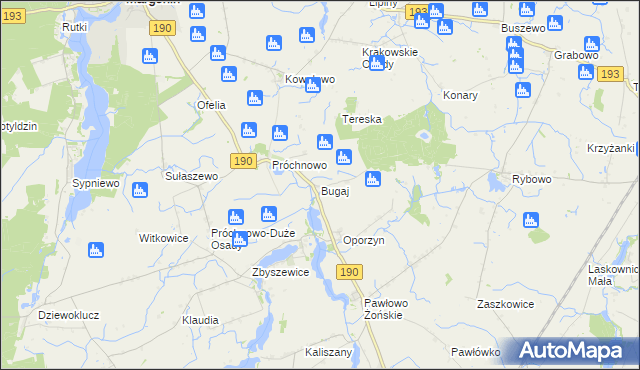 mapa Bugaj gmina Margonin, Bugaj gmina Margonin na mapie Targeo