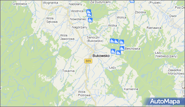 mapa Bukowsko, Bukowsko na mapie Targeo