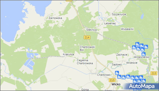 mapa Charbrowski Bór, Charbrowski Bór na mapie Targeo