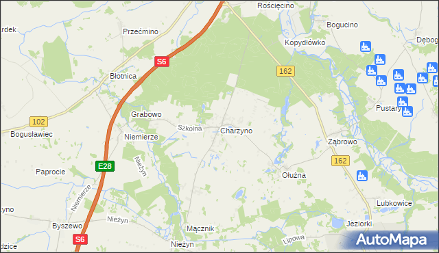 mapa Charzyno, Charzyno na mapie Targeo